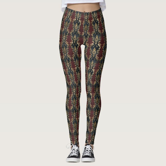 Persisk Guld Damask Noir Mönster (1) Leggings (Framsida)