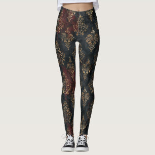 Persisk Guld Damask Noir Mönster (2) Leggings