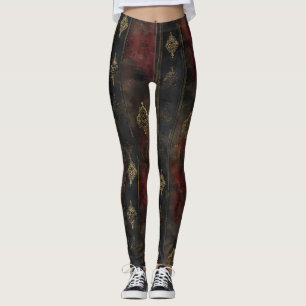 Persisk Guld Damask Noir Mönster (4) Leggings