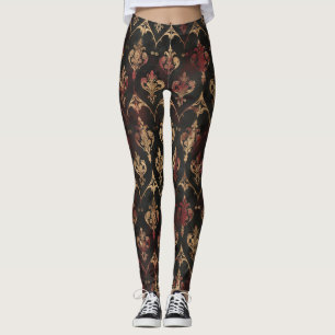 Persisk Guld Damask Noir Mönster (5) Leggings