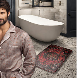 Persisk karpet tittar på ro-färgade fält badrumsmatta