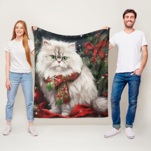 Persisk katt i Snö jul Fleecefilt