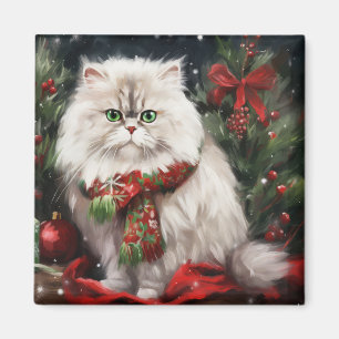 Persisk katt i Snö jul Magnet