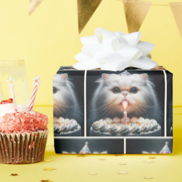 Persisk katt med födelsedag presentpapper