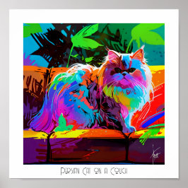 Persisk katt på soffa poster