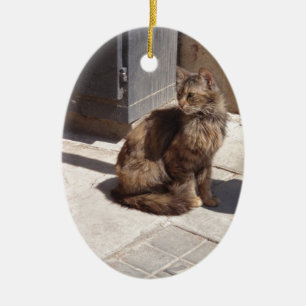 Persisk katt Petra med lång diameter Julgransprydnad Keramik