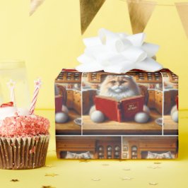 Persisk katt som läses a Bok Presentpapper
