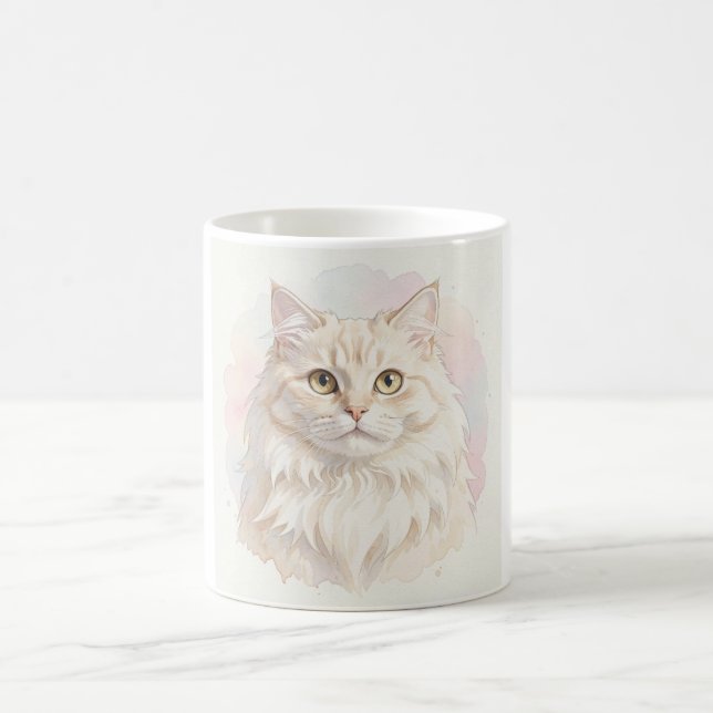 Persisk Katt Vattenfärg Porträtt Kaffemugg (Center)