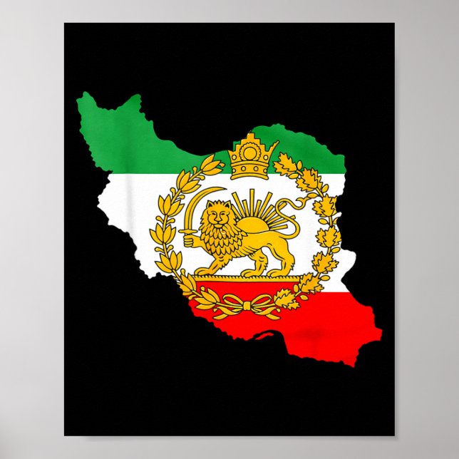 Persisk lejon, iransk karta, iransk flagga, lejon  poster (Framsidan)