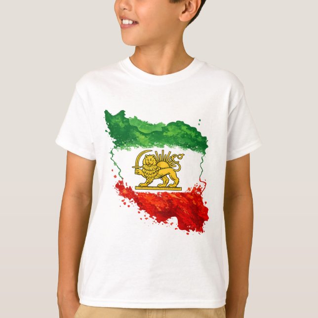 Persisk Lejon & Sol Barn T-Shirt | Iran Karta Pojk (Framsida)