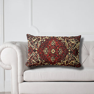 Persisk matta med mörk röd och kräm lumbarkudde