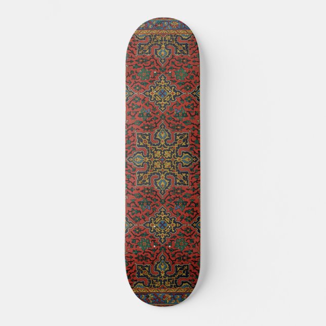 Persisk matta röd blå klassisk mini skateboard bräda 18,5 cm (Framsida)