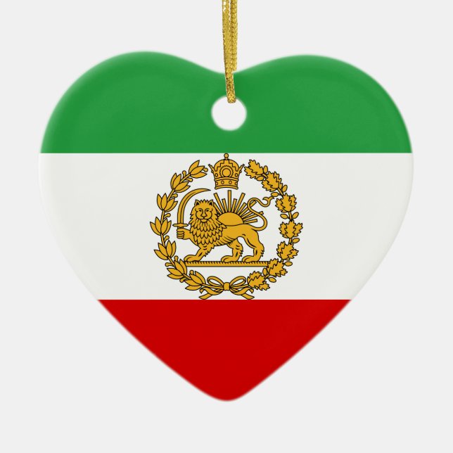 Persisk monarki för Lejona och Sol Flagga-Krona Julgransprydnad Keramik (Framsidan)