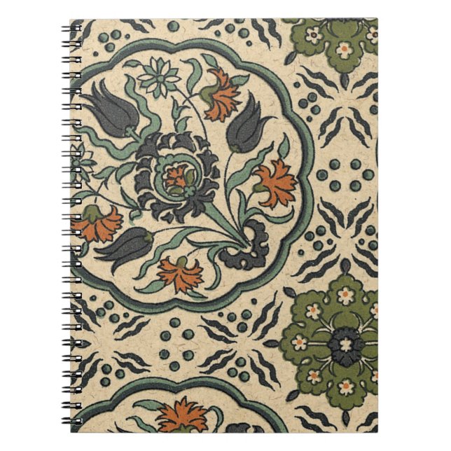 Persisk plattdesign för dekorativ Blommigt Anteckningsbok (Framsidan)
