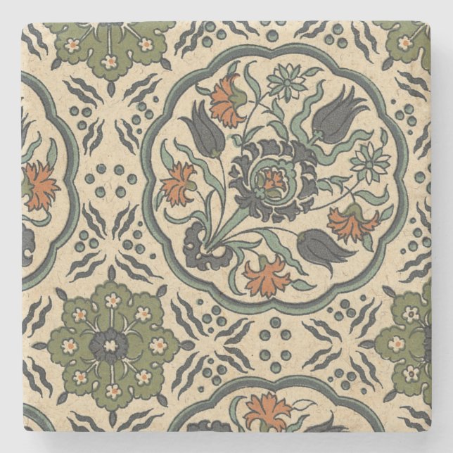 Persisk plattdesign för dekorativ Blommigt Stenunderlägg (Framsidan)