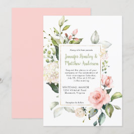 Persisk Rosa och Vit ros Ram Bröllop Inbjudningar