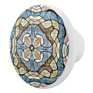 Persisk Rosa Teal Blue Ochre Brown Ethnic Tribe Ar Knopp