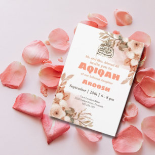 Persiska blommigten Aqeeqah- Aqiqah- Muslimsk inbj Inbjudningar