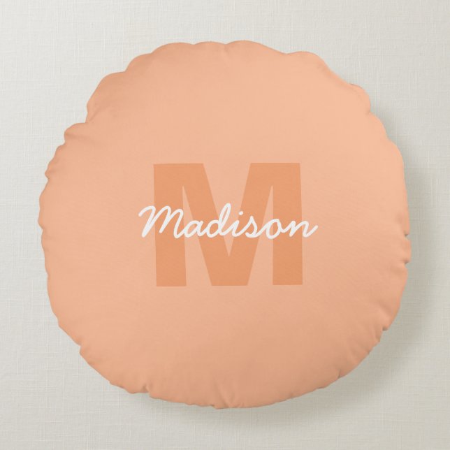 Persiska färg 2024 med anpassningsbar Monogram nam Rund Kudde (Framsidan)