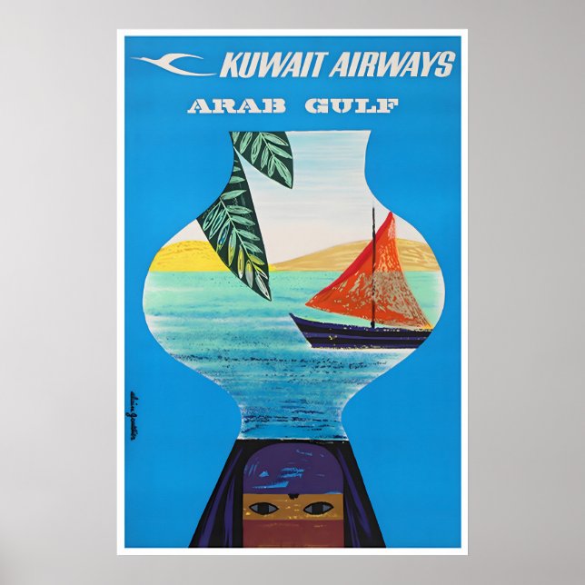 Persiska Gulf Poster Art Resa Persiskt Tryck (Framsidan)