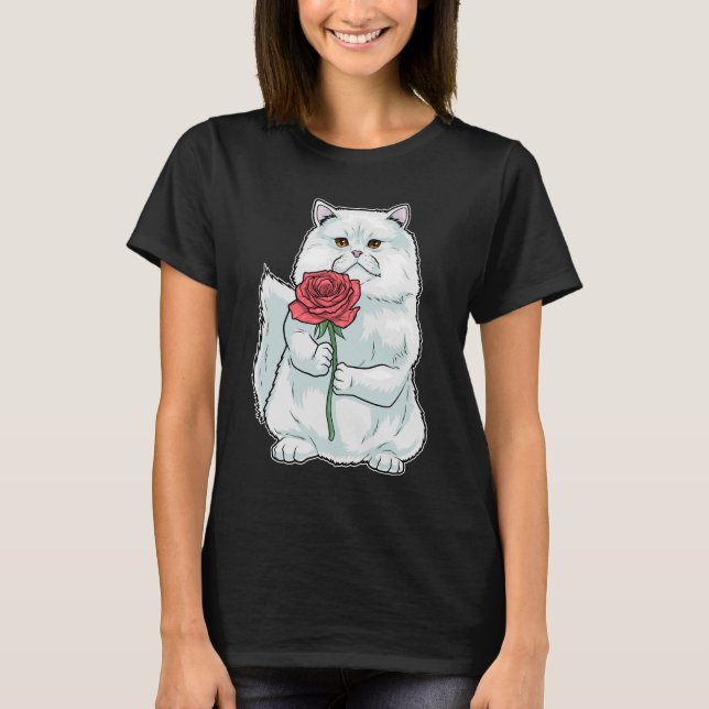 Persiska katt Ro Flower T Shirt (Framsida)