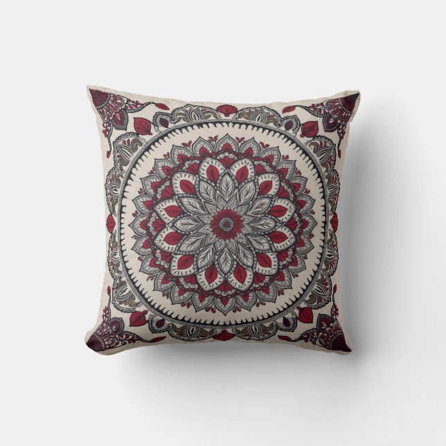 Persiska Matta Mandala Pillows: Luxurious Struktur Kudde (Framsida)