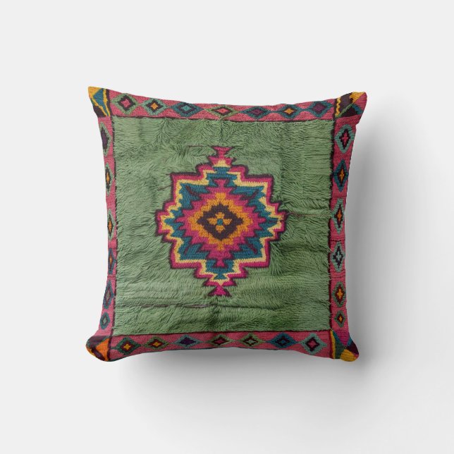 Persiska och turkiska Grönten Kilim Matta Pillows: Kudde (Framsida)