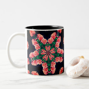 Persiska Rosenknoppar Kaleidoscope Flower Art Två-Tonad Mugg