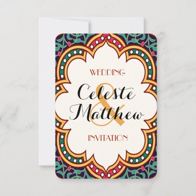 Persiska turkiska arabiska marockanska Bröllop ell Inbjudningar (Framsida)