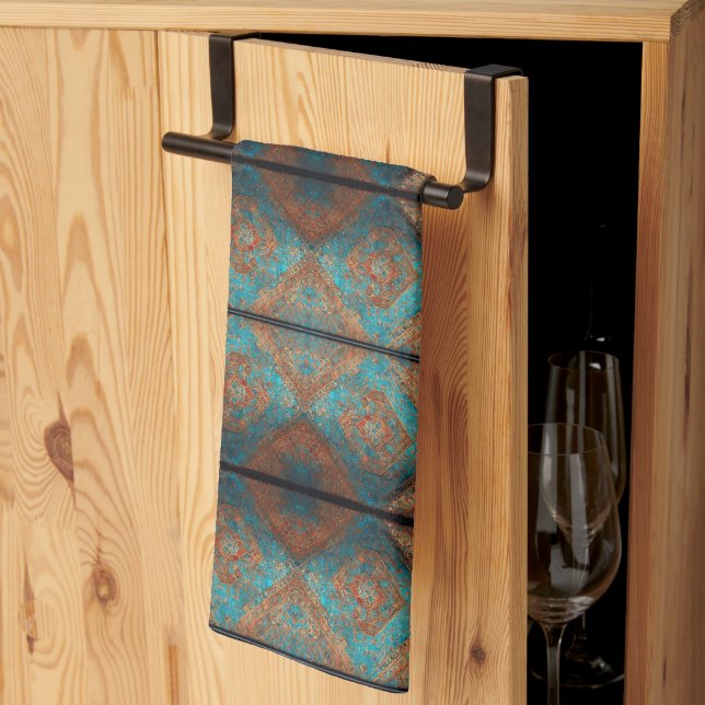 Persiska vackra gamla folksamlingar i Mönster Kökshandduk (Thirds Fold)