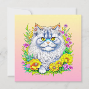 Persiskt katt i Gult och Rosa Blank