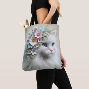 Persiskt katt med Blommigt Laurel Tygkasse