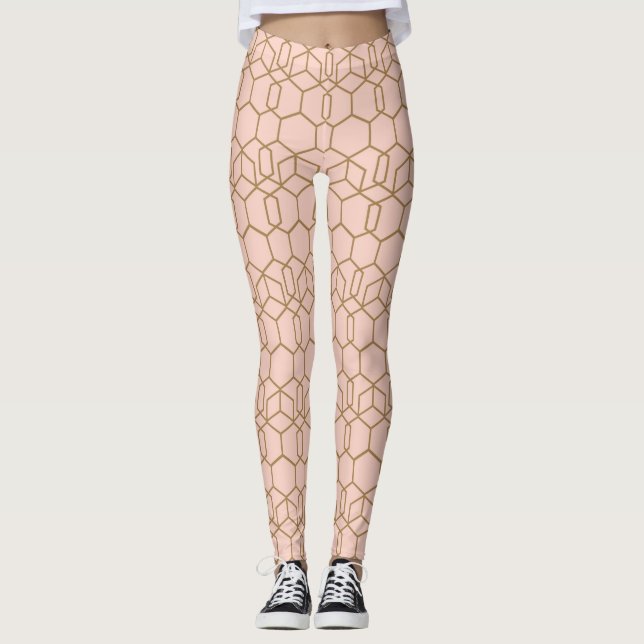 Persiskt  och Guld Modern Boho Geometric Glam Leggings (Framsida)