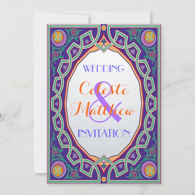 Persiskt turkiskt arabiskt marockanskt bröllop inbjudningar (Framsida)