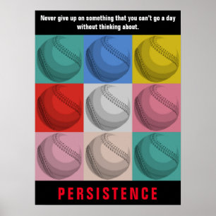 Persistence Baseball inspirational Motivational Poster