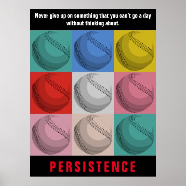 Persistence Baseball inspirational Motivational Poster (Framsidan)