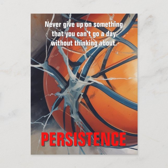 Persistence Basketball inspirational Motivational Vykort (Framsida)