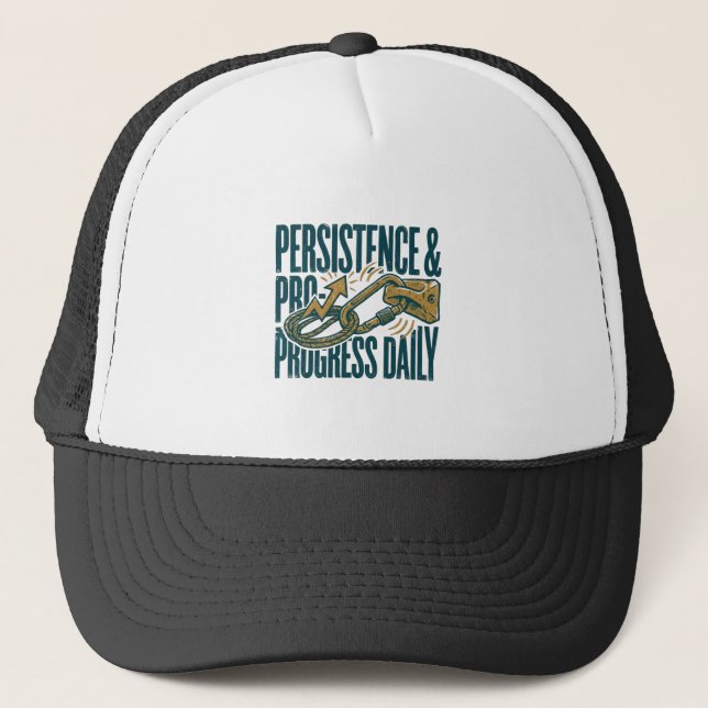 Persistence & Progress Daily Motivational Trucker  Keps (Framsida)