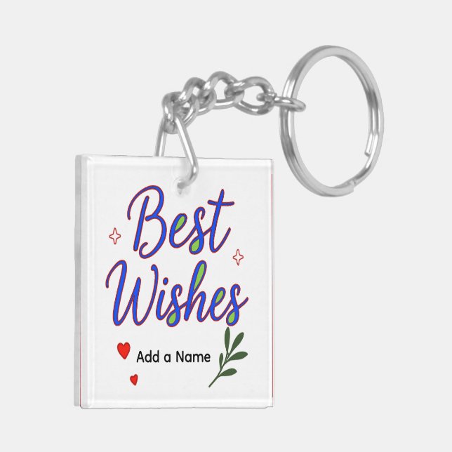 Person Best Wishes Acrylic Keychain – Add a name (Vänster Baksida)