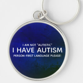 Person First Autism Rund Silverfärgad Nyckelring