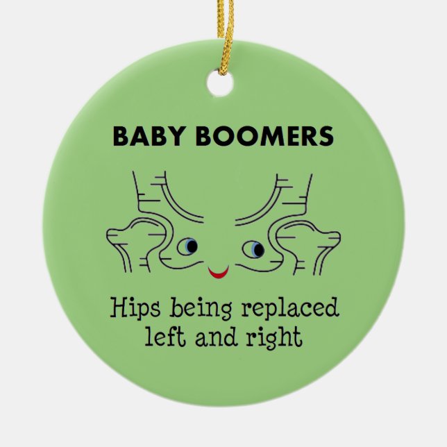 Person född under en baby boom - höfter som är julgransprydnad keramik (Framsidan)