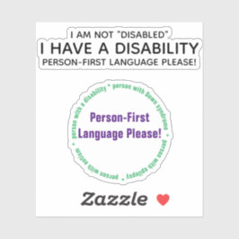 Person-först funktionshinder specialskuren vinylde klistermärken