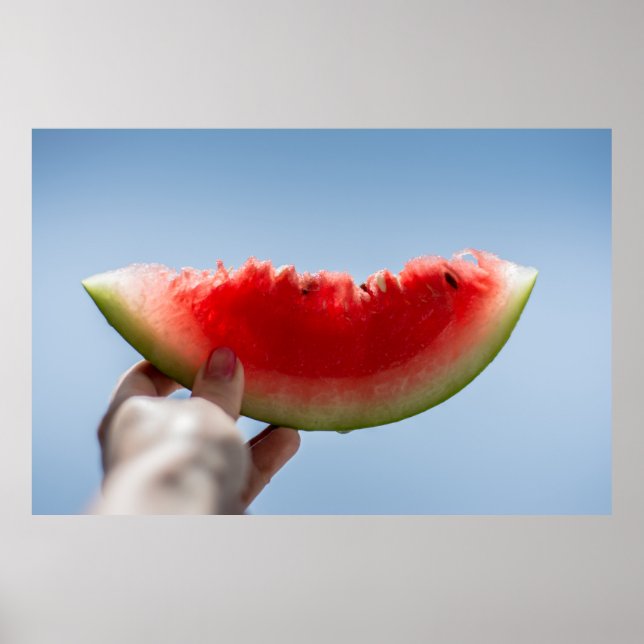 Person holding sliced watermelon poster (Framsidan)