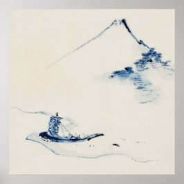 Person i Boat with Mount Fuji av Hokusai Poster