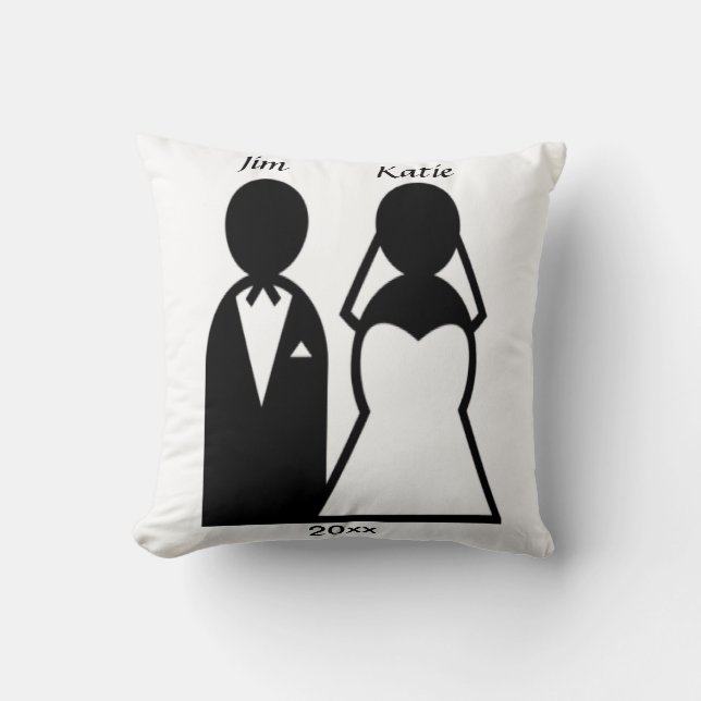 Person Icon Bröllop par Silhouette Customize Kudde (Framsida)