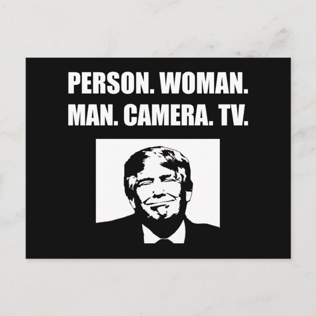 Person. Kvinna. Man. Kamera. TV. Antitrump Vykort (Framsida)