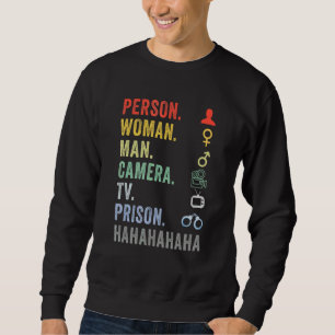 Person Kvinna Man Kamera TV Fängelse Hahaha 5 Lång Ärmad Tröja