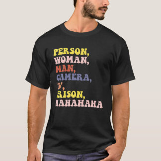 Person, kvinna, man, kamera, TV, fängelse, Hahaha- T Shirt