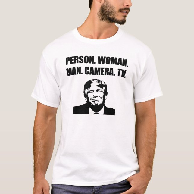 Person. Kvinna. Man. Kamera. TV.Trumpning T Shirt (Framsida)