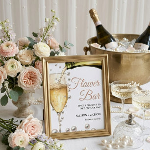 Person och Prosecco möhippa-blomman pub-tecken Poster
